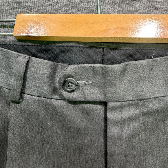 George Men's 36x34 Dress Pants Charcoal Grey Classic Pleated Recycled Polyester - Picture 3 of 8